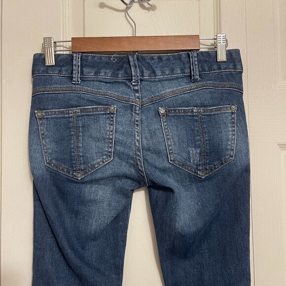 Free People Women's Dark Wash Factory Faded Stretch Skinny Leg Jeans Size 25 - Picture 4 of 6